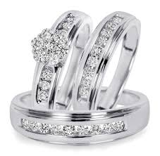 Most of our white gold wedding bands are available as part of a matching wedding set, with both a slim and a wide version of the same ring available. 3 4 Ct T W Diamond Trio Matching Wedding Ring Set 10k White Gold