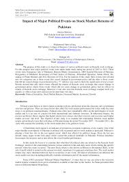 The police probing the stock market crash that wiped about $ 3.2 trillion of capital out of the market today claimed to have found clues. Pdf Impact Of Major Political Events On Stock Market Returns Of Pakistan