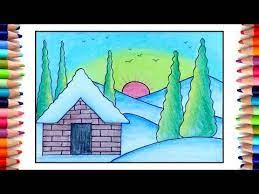 I used staedtler ( noris club).water colour pencil in this drawing. How To Draw Simple Sunrise For Kids Easy Scenery Drawing Youtube Easy Scenery Drawing Scenery Drawing For Kids Easy Kids Art Projects