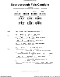 Garfunkel Scarborough Fair Canticle Sheet Music For Piano Solo Chords Lyrics Melody