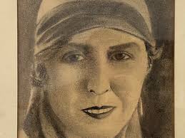 Vintage Female Portrait Sketch, Portraiture of a Woman Art, 1937 Crayon Art  Deco Female Portrait, Female Portraiture Wall Art