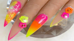 Unfollow neon nail acrylic to stop getting updates on your ebay feed. Summer Coffin Acrylic Nails Flowers Nail And Manicure Trends