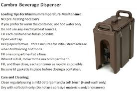 Cambro Beverage Dispenser Instructions