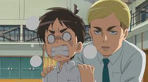 Along with his adoptive sister mikasa ackerman and their friend armin arlert, the trio traverse the halls of titan junior high. Eren Jaeger Junior High Anime Attack On Titan Wiki Fandom