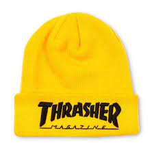 Embroidered Logo Beanie Yellow Beanie Casual Hat Thrasher