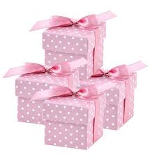 Cute Pink Polka Dot Square Favor Gift Boxes With Lid For Etsy Gift Boxes With Lids Polka Dot Favors Holiday Favors