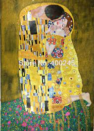 High Quality Gold Leaf On Canvas Famous Gustav Klimt Oil Painting Reproduction The Kiss Art For Bedroom Living Room Handpainted Kissing Art Painting Artleaf Canvas Aliexpress
