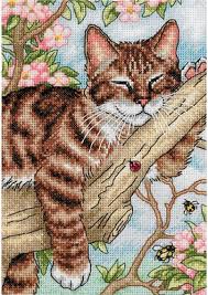 Contains everything required to complete the project: Napping Kitten Cross Stitch Kit