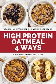 High Protein Oatmeal 4 Ways These Healthy Oatmeal Recipes Have 20 Grams Of Protein 2 Servings Healthy Oatmeal Recipes Protein Oatmeal Healthy Protein Snacks