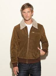 Suede Bomber Jacket With Sherpa Collar Guess Com Bomber Jacket Suede Bomber Mens Jackets