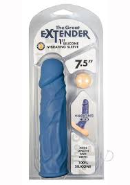 Buy Best The Great Extender Silicone Vibrating Penis Sleeve 7.5in - Blue -  Sale $44.99