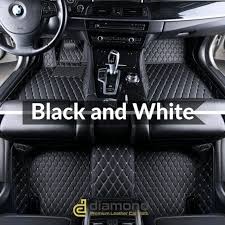 Diamond Car Mats Black And White Stitching Luxury Car Mats Set Car Mats Luxury Cars Sports Cars Luxury