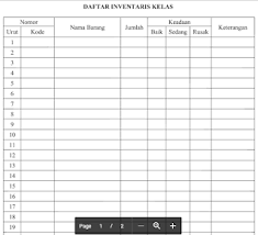 Buku pengadaan/pengajuan barang buku pembelian barang Format Daftar Inventaris Kelas Untuk Guru Wali Kelas Kurikulum Karakter