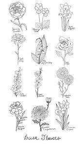 Birth month flowers tattoo black and white. A Collection Of All The Birth Flowers Hand Drawn In Ink Millions Of Unique Designs By Inde Birth Flower Tattoos Black And White Flower Tattoo Birth Flowers