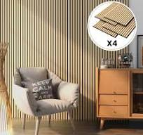 NEU.HOLZ Set di 4 Pannelli Fonoassorbenti Decorativi Isolamento Acustico  per Parete e Soffitto Pannelli in Feltro Acustico PET con Listelli in MDF -  ...