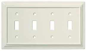 Toggle switches are becoming more popular. 126450 Wood Architectural Quad Toggle Switch Wall Plate Switch Plate Cover Light Almond Wall Plate By Brainerd Ship From Us Walmart Com Walmart Com