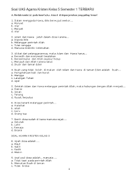 Berilah tanda silang (x) pada huruf a,b,c dan d pada jawaban yang paling benar! Soal 2 Uas Agama Kristen Kelas 5 Semester 1 Terbaru