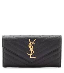 Portemonnaie Classic Monogram Aus Leder Saint Laurent Mytheresa Com Large Leather Wallets Black Leather Wallet Handbag Essentials