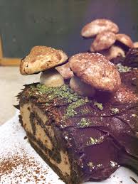 Chocolate Buche De Noel With An Espresso Dark Chocolate Ganache Filled With French Coffee Butter Meringue Mushrooms Buttercream Decorating Coffee Buttercream
