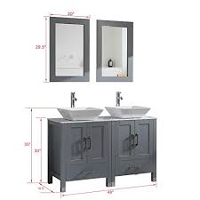 A perfectly balanced gray in one light may look more purple, green, or brown in another. 48 Double Sink Bathroom Vanity Cabinet Combo Glass Marble Top Grey Paint Wood W Faucet Mirror Drain Set Solid Wood Marble Top Farmhouse Goals