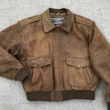 80s Distressed Leather Bomber Jacket L Mens Brown Vintage Flightline Aviator Leather Bomber Jacket Brown Leather Bomber Jacket Bomber Jacket