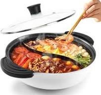 Hot Pot with Divider for Induction Cooker Dual Sided Soup Cookware Two-flavor Chinese Shabu Shabu Pot for Home Party Family Gathering, 4.5 Quart ...