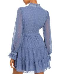 Aqua Women S Blue Tiered Clip Dot Dress Couturepoint