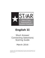 World english 2 workbook national geographic. 2016 Staar English Ii Short Answer Connecting Scoring Guide Staar State Of Texas Assessments Of Academic Readiness English Ii Short Answer Connecting Course Hero