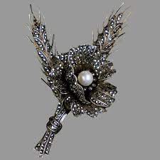 Breathtaking Sterling Marcasite Flower Bouquet Pin Ccfinds Ruby Lane In 2021 Antique Jewelry Marcasite Sterling