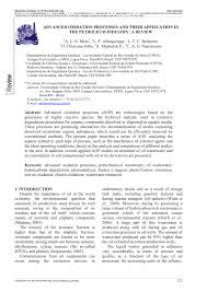But none of them can be used as is in car engines, boilers or manufacturing units. Pdf Advanced Oxidation Processes And Their Application In The Petroleum Industry A Review