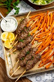 Moroccan beef skewers with lemon couscous. Beef Kofta Tray Bake Slimming Eats Weight Watchers And Slimming World Recipes