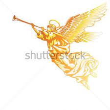 blowing golden angel on white background christmas card images background clipart angel