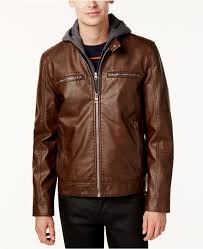 Guess Men S Faux Leather Detachable Hood Motorcycle Jacket Reviews Coats Jackets Men Macy S Leather Jacket Mens Jackets Leather Jacket Men