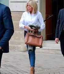 Jun 12, 2021 · former teacher brigitte, who is married to french president emmanuel macron, kept her accessories to a minimum, wearing a sleek gold watch and her dazzling engagement ring. Brigitte Macron Parisian Chic Style Brigitte Macron Style Louis Vuitton Jacket