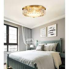 Customer support · 30 day returns · 2 year minimum warranty Crystal Flush Ceiling Lights Fixtures Solid Brass Bedroom Modern Led Warm For Sale Craftsman Style Round