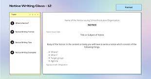 It can also be used for giving information to a segment of people or people at large. Notice Writing Class 12 Format Topics Examples Exercises Samples Ncertguru