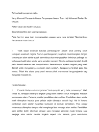 Teks ucapan contoh kata alu aluan; Skrip Alam Sekitar Pengucapan Awam