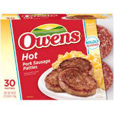 It depends on whether the sausage patties are homemade or not. Owens Hot Pork Sausage Patties Shop Sausages Hot Dogs At H E B