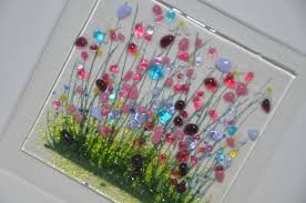 Fused resin ocean suncatcher ornament glass wave sun catcher home decor gifts. Handmade Fused Glass Art Wild Flowers Picture Etsy Fused Glass Art Glass Fusion Ideas Glass Fusing Projects