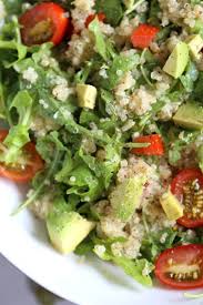 Mediterranean Quinoa Salad With Arugula Avocado Vegan Richa Recipe Healthy Chicken Salad Recipe Avocado Recipes Quinoa Salad