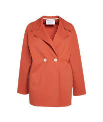 Pressed wool cocoon coat by harris wharf london in camel featuring thin lapels, two inset pockets to the sides and a front snap button fastening. Harris Wharf London Women Modesens