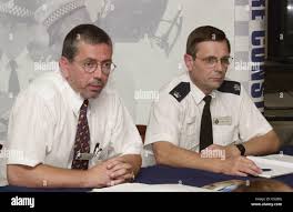 Det. Supt. Gary Chatfield (left) with Supt.Martin Abbott at Chippenham  Police Station give information to the Media