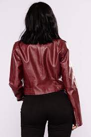 Remind Me Later Faux Leather Jacket Burgundy
