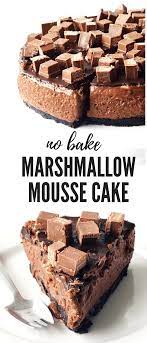 No Bake Chocolate Marshmallow Mousse Cake Recipe Desserts Baking Chocolate Desserts