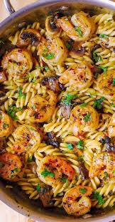 Pesto Shrimp Mushroom Pasta Summer Recipes Dinner Recipes Healthy Recipes