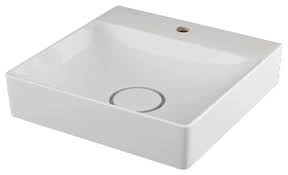 vitreous china vessel sink, white