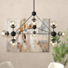 Daniel 10 light sputnik ceiling pendant is in a chrome finish with glass and copper shades. Ivy Bronx Julius 10 Light Sputnik Modern Linear Chandelier Reviews Wayfair