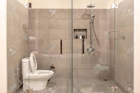 Maybe you would like to learn more about one of these? Modern Bathroom Interior With Transparent Glass Partition Shower Stock Photo Picture And Royalty Free Image Image 136717097