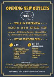 The People Cafe Jobs Opening News Periklanan Inggris Bahasa