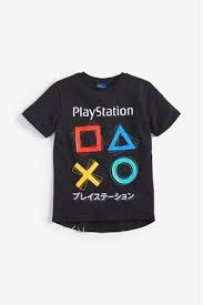 Black Playstation Textured Print Technique T Shirt 3 16yrs 2020 Ust